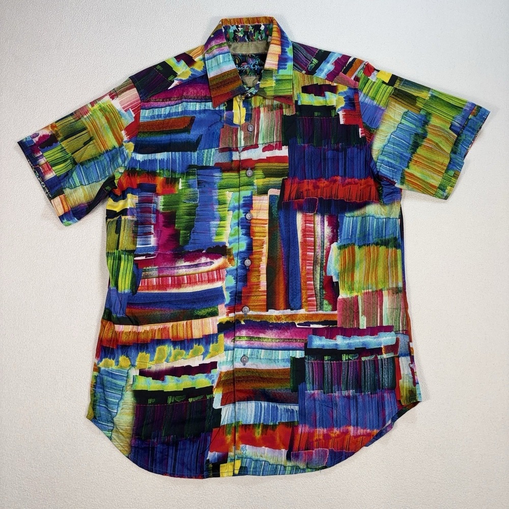 Robert Graham Shirt Mens S Multicolor Abstract Classic Fit 100% Cotton Button Up